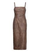 Leather Pencil Dress Brown REMAIN Birger Christensen