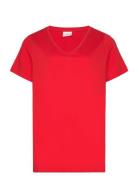 Carbonnie Life S/S V-Neck A-Shape Tee Red ONLY Carmakoma