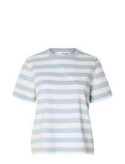 Slfessential Ss Striped Boxy Tee Noos Blue Selected Femme