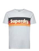 Cali Striped Logo T Shirt Blue Superdry