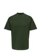 Onskeith Reg Waffle Mock Ss 3654 Tee Green ONLY & SONS