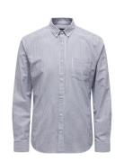 Onsremy Ls Reg Wash Stripe Oxford Shirt Blue ONLY & SONS