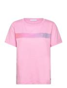 T-Shirt With Gradient Stripe - Mid Pink Coster Copenhagen