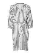 Slfalberta 3/4 Stripe Short Dress Noos White Selected Femme