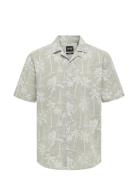 Onscaiden Ss Reg Hawaii Aop Linen Noos Beige ONLY & SONS