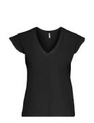 Onlmay Life S/S Frill V-Neck Top Box Jrs Black ONLY