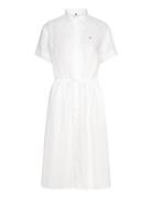 Linen Ss Midi Shirt Dress White Tommy Hilfiger