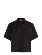 Linen Ss Shirt Black Tommy Hilfiger