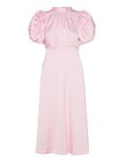 Satin Puff Midi Dress Pink ROTATE Birger Christensen