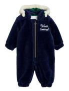 What's Cooking Faux Fur Baby Overall Navy Mini Rodini