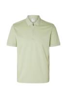 Slhfave Zip Ss Polo Noos Green Selected Homme