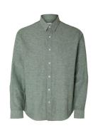 Slhregnew-Linen Shirt Ls Classic W Green Selected Homme