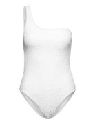 Asymmetrical Textured Swimsuit White Mango