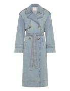 Double Breasted Denim Trench Blue Mango