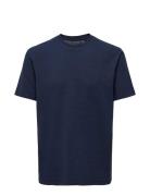 Kobkian Reg Seersucker S/S Tee Jrs Navy Kids Only