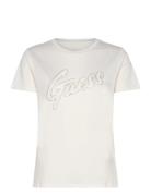 Ss Guess Lace Logo Easy Tee Cream GUESS Jeans