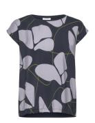 Albony Printed Drop Shoulder Round Neck Tee Black Tamaris Apparel