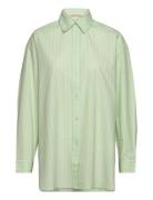 Over D Striped Cotton Shirt Green Stella Nova