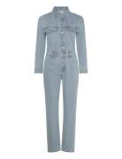 Denim Jumpsuit Buttons Blue Mango