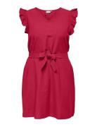 Carjupiter Life S/L Frill Abk Dress Wvn Red ONLY Carmakoma