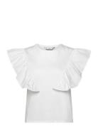 100% Cotton T-Shirt With Ruffles White Mango