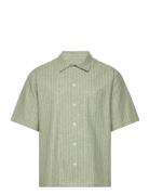 Cotton Linen Mateo Stripe Shirt Ss Green Mads Nørgaard