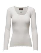 Rwbabette Ls U-Neck Lace Top White Rosemunde