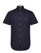 Reg Cotton Linen Ss Shirt Navy GANT