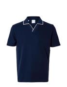 Slhadley Waffle Ss Polo Navy Selected Homme