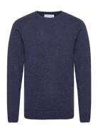 Man Chunky O-Neck Sweater Blue Davida Cashmere