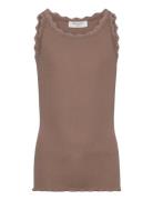 Silk Top W/ Lace Brown Rosemunde Kids