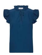 Top W/Ruffles Blue Rosemunde