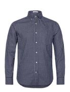 Reg Jaspe Gingham Shirt Navy GANT