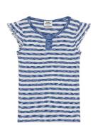 2X2 Cotton Stripe Cinne Tee Blue Mads Nørgaard