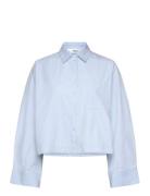 Slfastha Ls Cropped Boxy Shirt B Blue Selected Femme