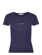 Logo Cotton T-Shirt Navy Mango