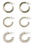 Pcnibbi 3-Pack Earrings Gold Pieces