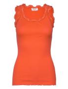 Rwbabette Sl U-Neck Long Lace Top Orange Rosemunde