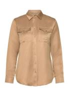 Satin Shantung Shirt Beige Lauren Ralph Lauren