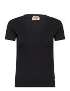 Mmnicole V-Ss Rib Tee Black MOS MOSH