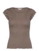 Short Sleeve Top W/ Lace Brown Rosemunde