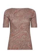 Paisley Stretch Cotton Boatneck Tee Cream Lauren Ralph Lauren