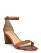 Logan Burnished Leather Sandal Brown Lauren Ralph Lauren