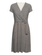 Houndstooth Jersey Surplice Dress Black Lauren Ralph Lauren