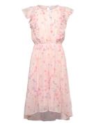 Dress Chiffon Frill Sleeve Aop Pink Lindex