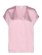 D6Luiza Satin V-Neck Top Pink Dante6