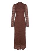 Ola Long Sleeve Midi Dress Brown Bardot