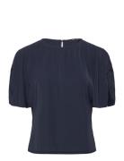 Carmen Crepe Flare Sleeve Top Navy French Connection