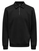 Onsceres 1/4 Zip Sweat Polo Black ONLY & SONS