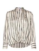 Striped Wrap Blouse Cream Mango